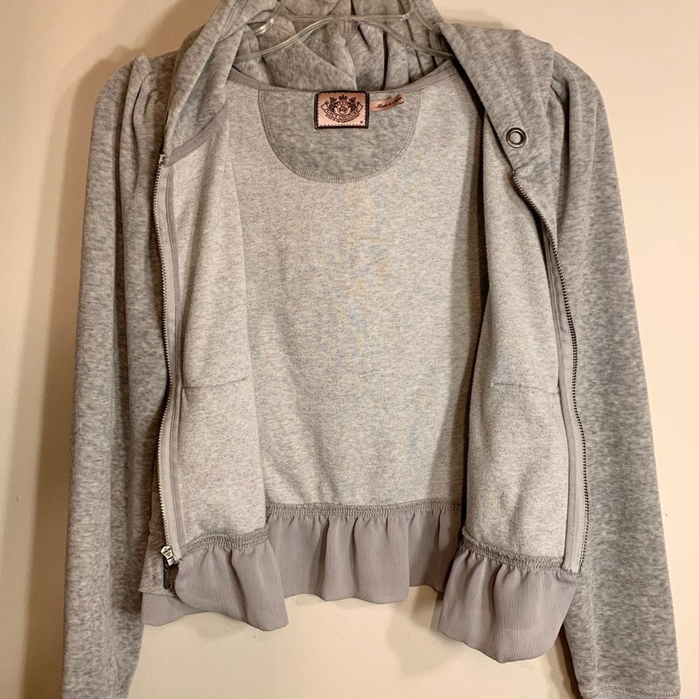 Girls Juicy Couture zippered hood gray jacket - Picture 8 of 8